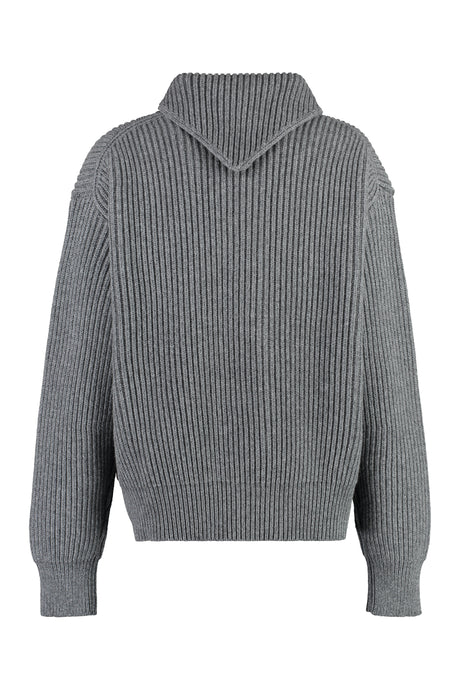 JIL SANDER Women's Grey Wool Cardigan for FW23 Collection