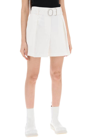 JIL SANDER Flared Cotton Bermuda Shorts with Removable Belt for Women