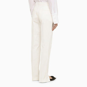 JIL SANDER Stylish White Cotton Trousers with Front Slits for Women | SS24