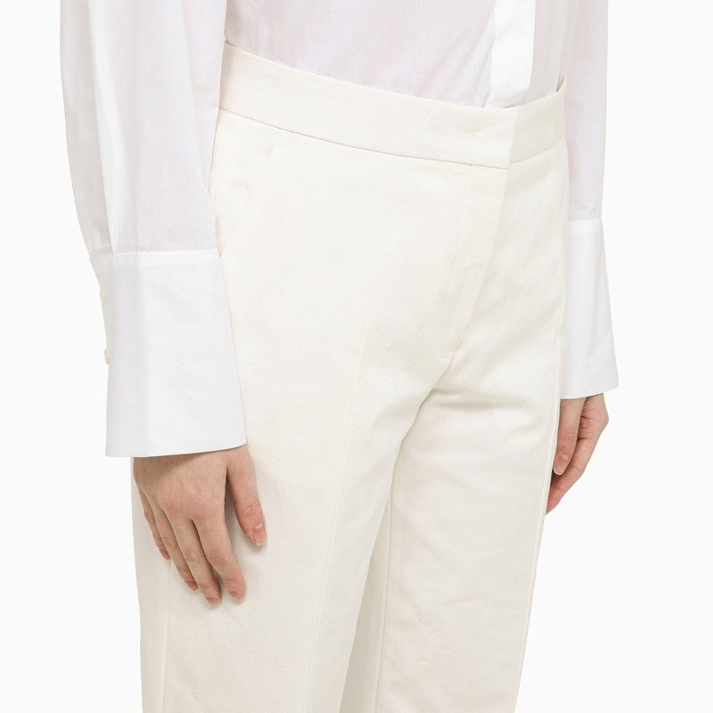 JIL SANDER Stylish White Cotton Trousers with Front Slits for Women | SS24