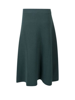 JIL SANDER Asymmetrical Green Skirt in Wool Cashmere Blend with Side Seam Opening for Women