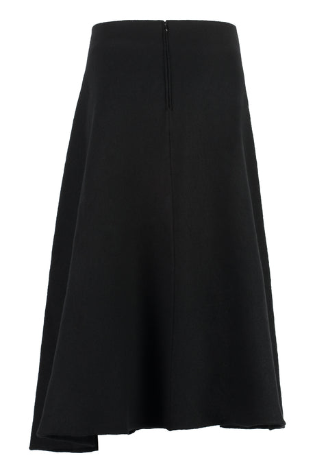 JIL SANDER Black Asymmetric Wool Skirt for Women