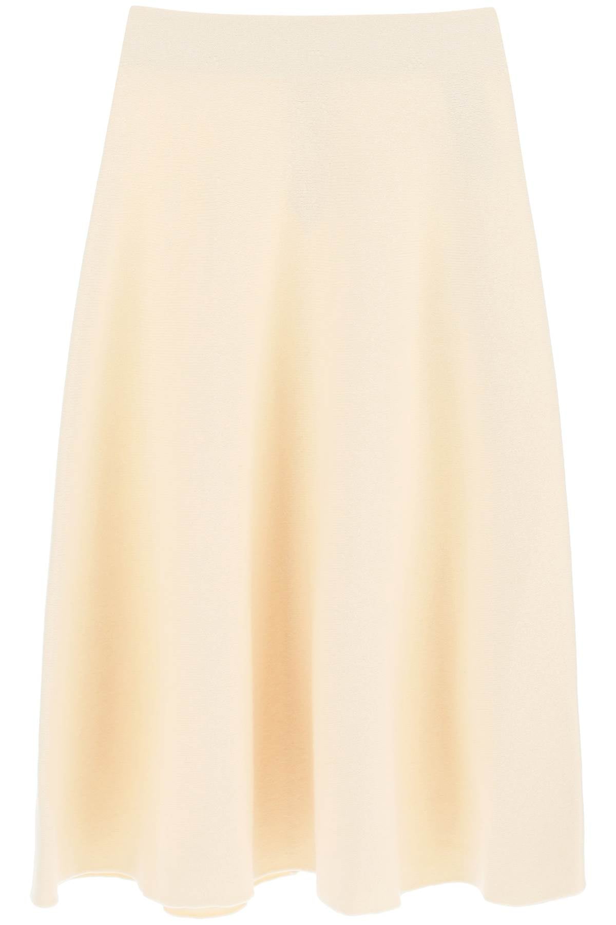 JIL SANDER Flared White Wool Midi Skirt for Women | SS23 Collection