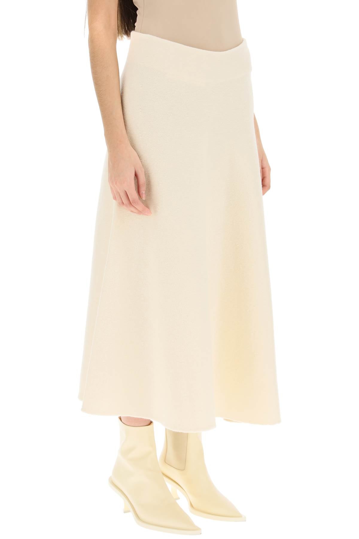 JIL SANDER Flared White Wool Midi Skirt for Women | SS23 Collection