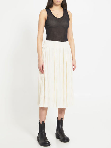 JIL SANDER Ivory Pleated Midi Skirt for Women