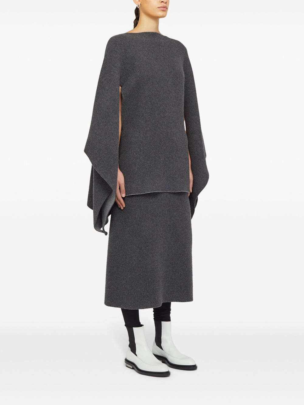 JIL SANDER Elegant A-Line Midi Wool Skirt