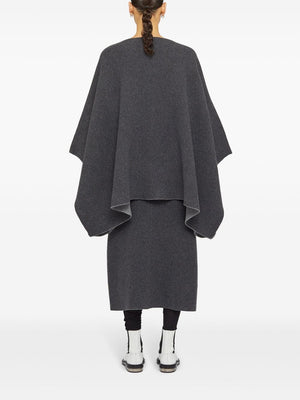 JIL SANDER Elegant Ash Grey Wool-Cashmere Cape