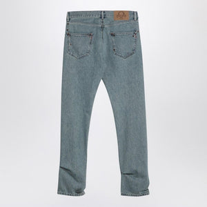 MOSCHINO COUTURE High-Waist Light Blue Denim Jeans with Rivet Accents