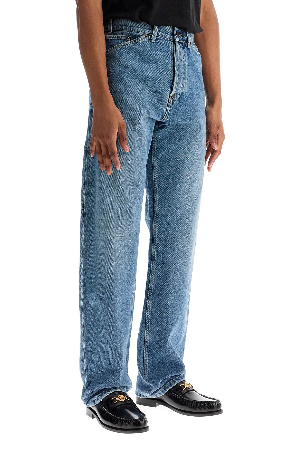 MOSCHINO COUTURE Men's Straight Cut Jeans with Adjustable Waistband