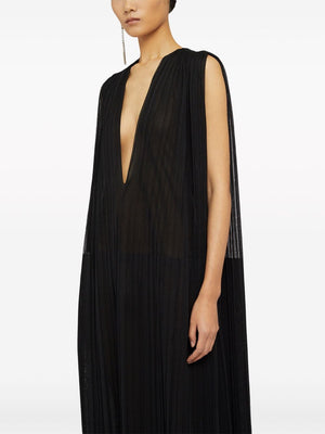 JIL SANDER Black Silk Pleated Dress - SS24 Collection