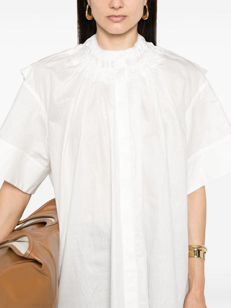 JIL SANDER Women's White Ruffle Collar Cotton Shirt