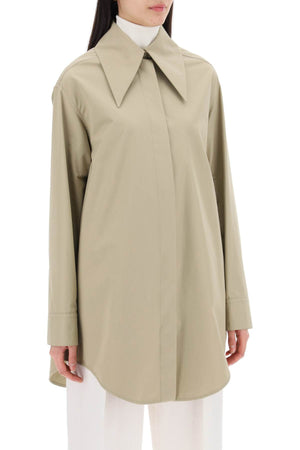 JIL SANDER Oversized Tan Organic Cotton Shirt for Women