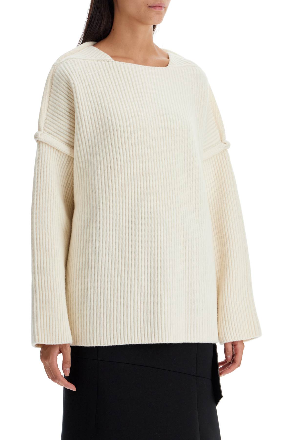 JIL SANDER Oversized Ribbed Wool Sweater - Size S