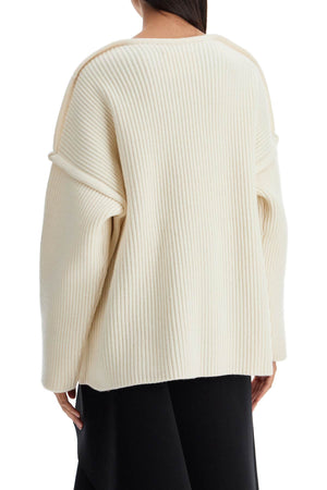 JIL SANDER Oversized Ribbed Wool Sweater - Size S