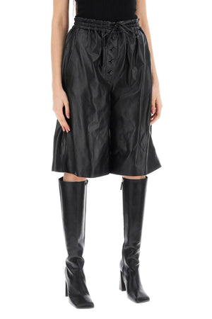 JIL SANDER High Waisted Black Bermuda Shorts in Luxurious Nappa Leather for Women