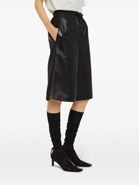 JIL SANDER Black Leather Shorts for Women - SS24 Collection