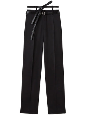 JIL SANDER Black High-Waisted Silk Trousers for Women