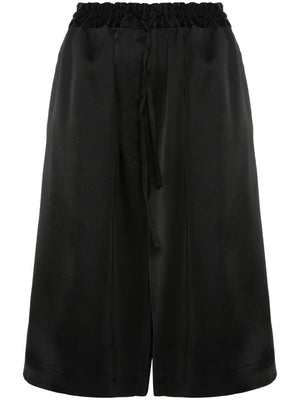 JIL SANDER Black Satin Elasticated Drawstring Trousers - SS24 Women's Collection