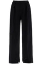 JIL SANDER High-Waisted Knit Viscose Pants with Wide Leg and Slits - Size 34