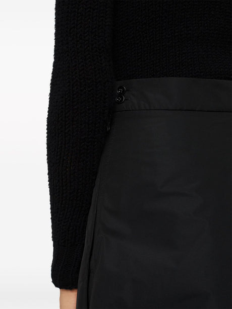 JIL SANDER Elegant Black Taffeta High Waist A-Line Skirt