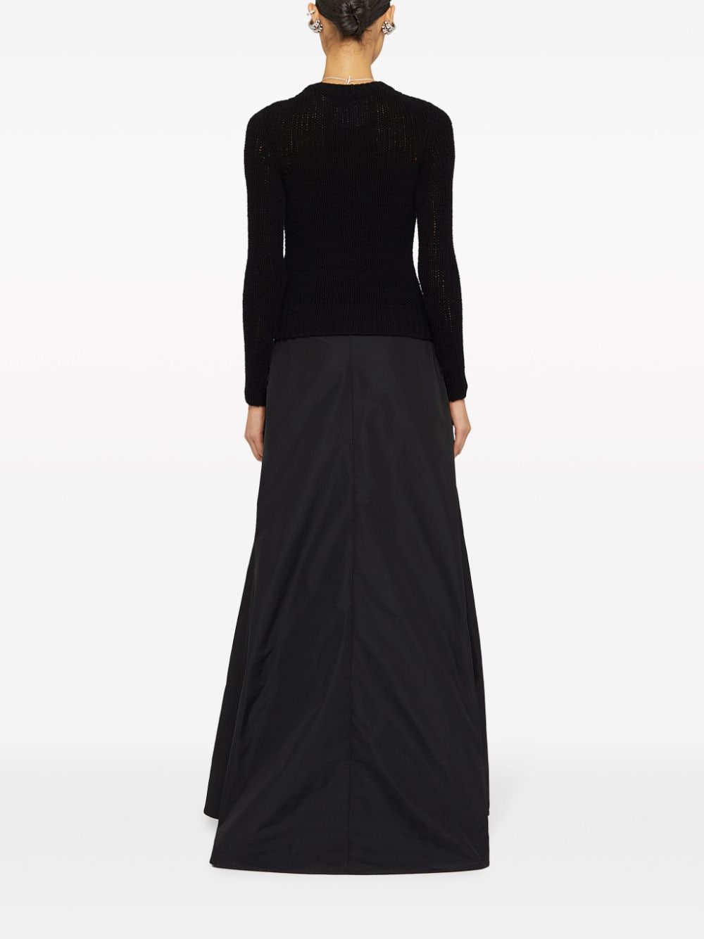 JIL SANDER Elegant Black Taffeta High Waist A-Line Skirt