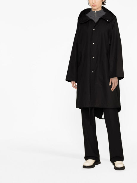 Áo khoác parka midi cotton đen cho nữ