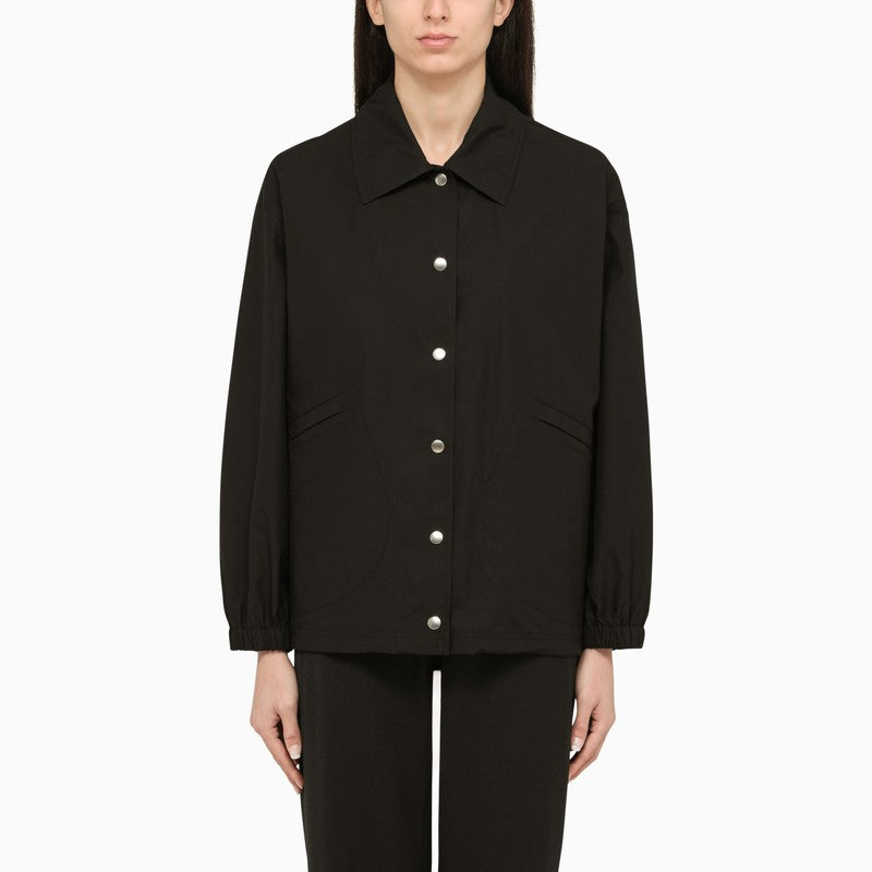 JIL SANDER Black Waterproof Cotton Jacket with Logo Print for Women - SS24