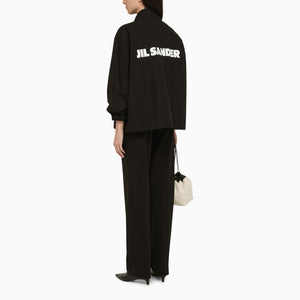 Áo khoác cotton chống nước đen với họa tiết logo cho phụ nữ - SS24
