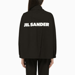 JIL SANDER Black Waterproof Cotton Jacket with Logo Print for Women - SS24