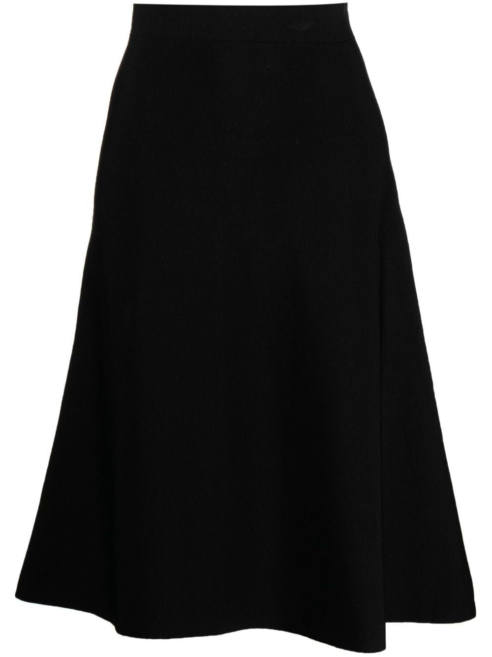 JIL SANDER BLACK ELASTIC KNIT MIDI SKIRT