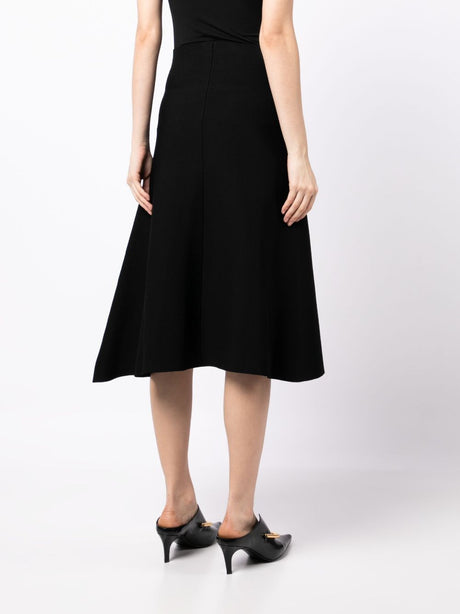 JIL SANDER BLACK ELASTIC KNIT MIDI SKIRT