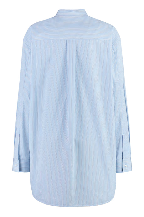 JIL SANDER Women's Striped Cotton Poplin Shirt with Rounded Hem