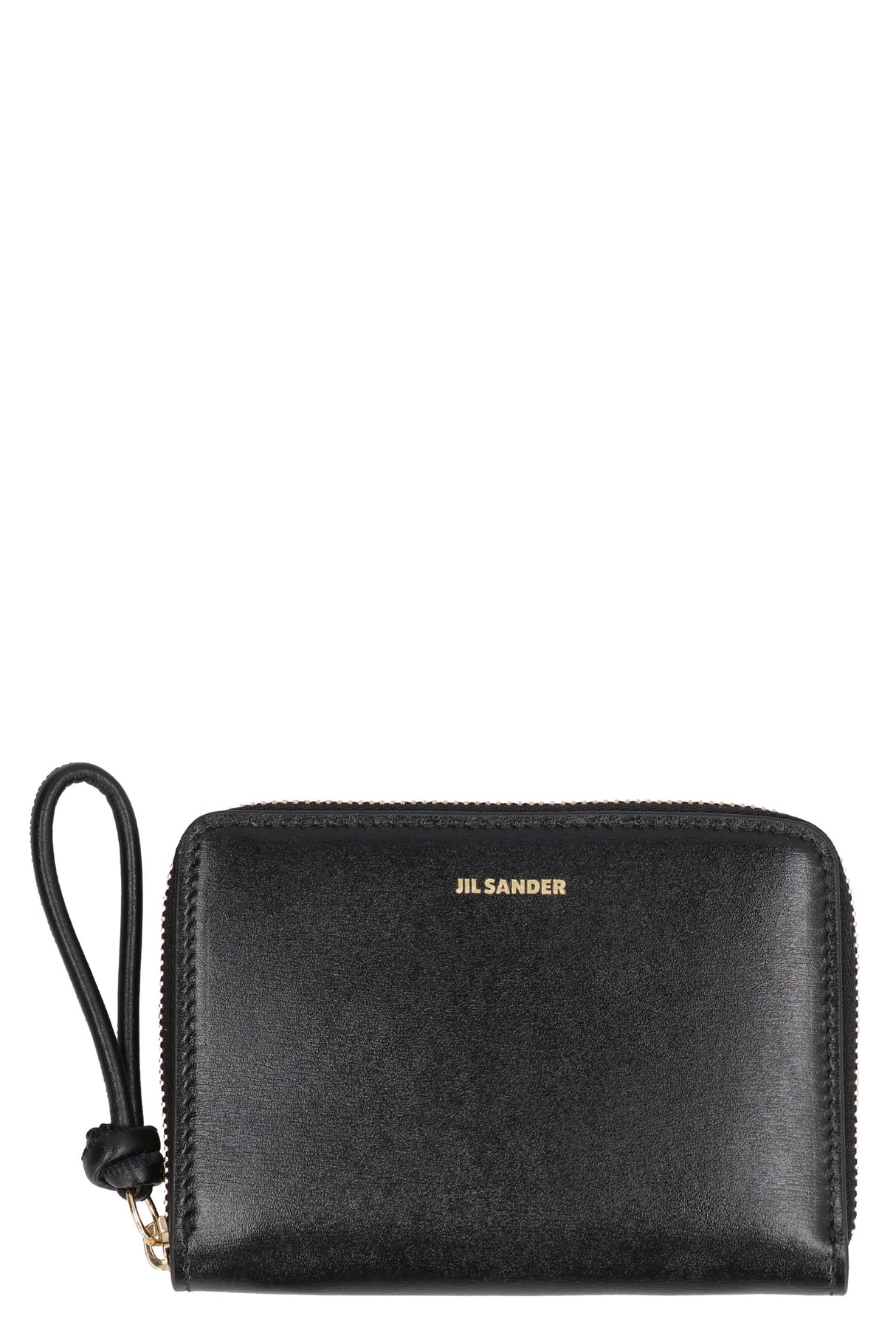 JIL SANDER Black Leather Wallet - Top Zipper Closure, Multiple Pockets and Card Slots for Women (FW23)