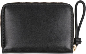 JIL SANDER Black Leather Wallet - Top Zipper Closure, Multiple Pockets and Card Slots for Women (FW23)