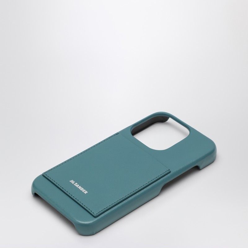 JIL SANDER Luxe Lagoon-Colored iPhone 15 Pro Max Cover with Card Pocket