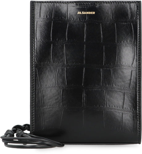 JIL SANDER Elegant Croco-Print Mini Leather Crossbody with Decorative Strap - 14x19 cm