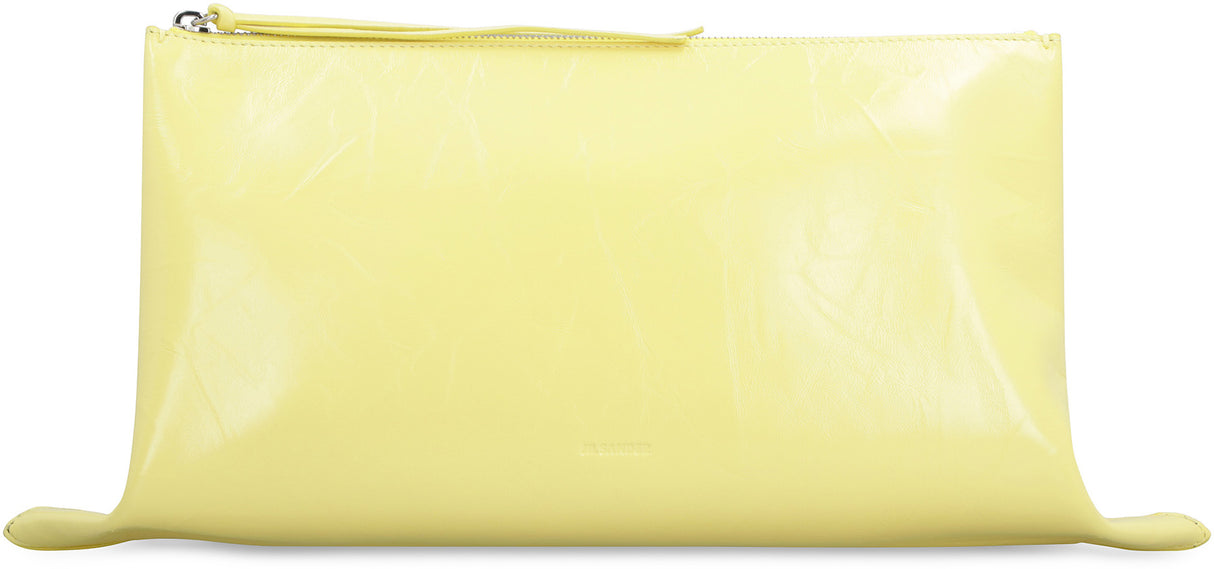 JIL SANDER Sunny Yellow Leather Clutch for Women - SS23 Collection