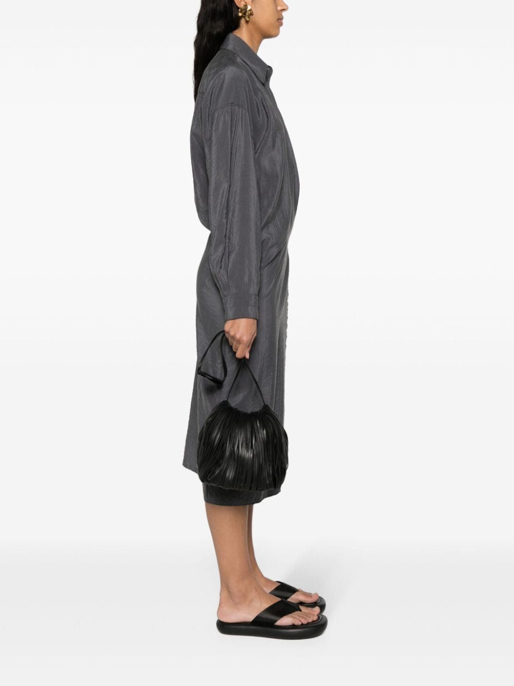 JIL SANDER Luxurious Black Calfskin Handbag with Fringe Detail