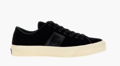 TOM FORD Black Velvet Lace-Up Sneakers