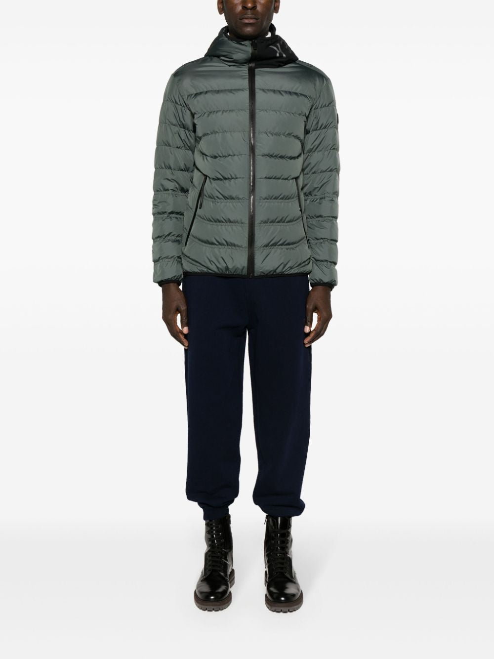 MONCLER Men's Short Down Jacket - Recycled Materials, Logo Patch, Regular Fit - Green (SS24)