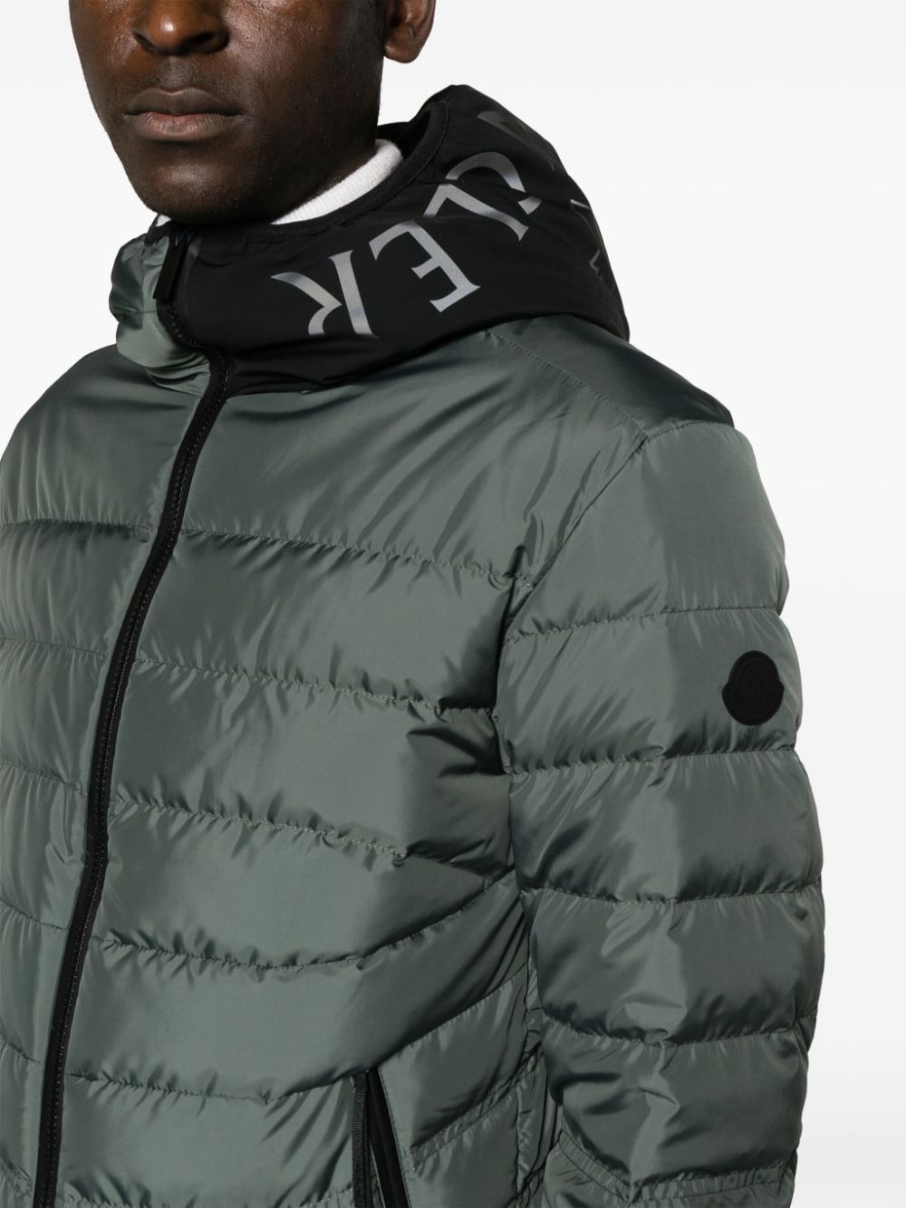 MONCLER Men's Short Down Jacket - Recycled Materials, Logo Patch, Regular Fit - Green (SS24)