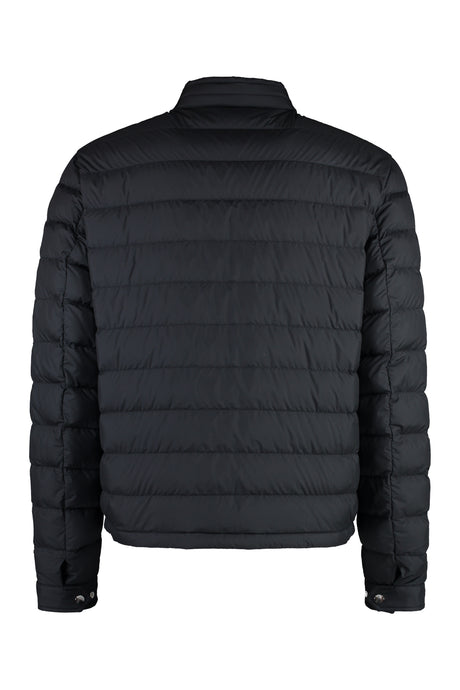 Áo khoác lông vũ màu đen dành cho nam với chi tiết da - SS24