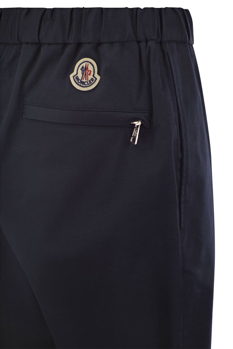 MONCLER Blue Cotton Gabardine Joggers for Men - Mid-Season Must-Have