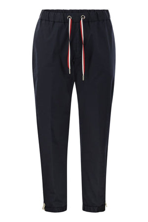 MONCLER Blue Cotton Gabardine Joggers for Men - Mid-Season Must-Have