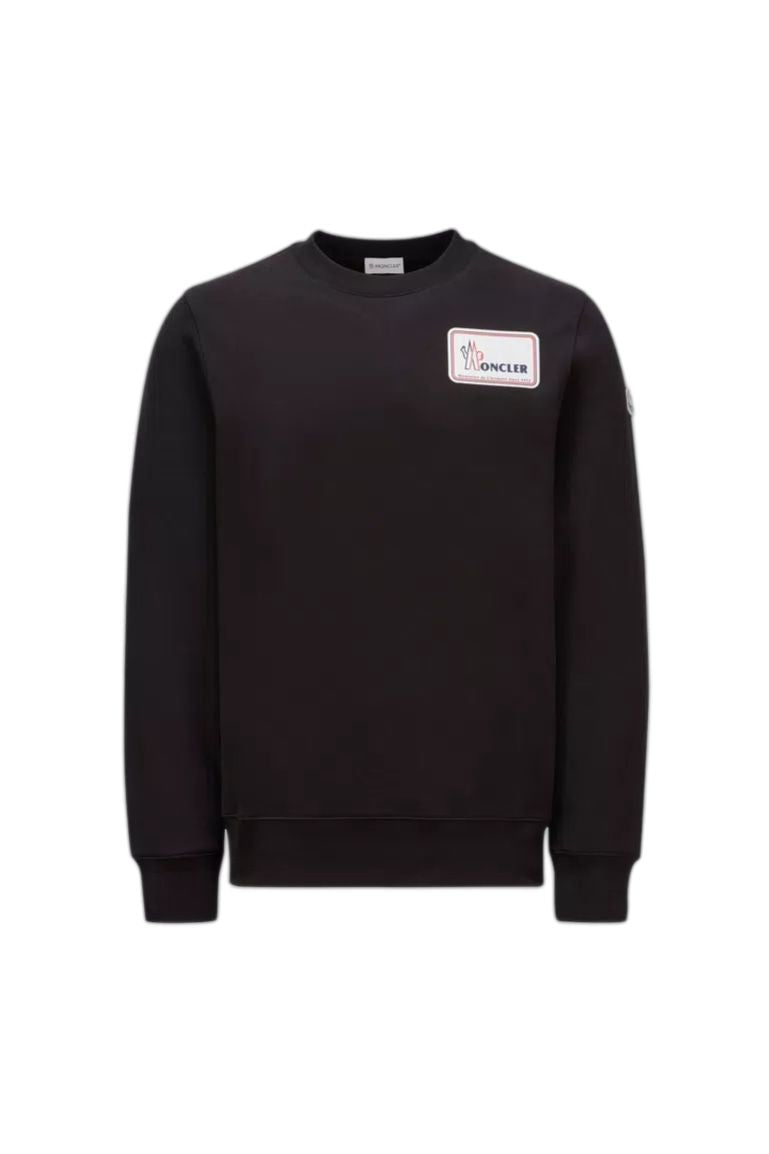 Áo sweatshirt cổ tròn thiết kế logo - Đen