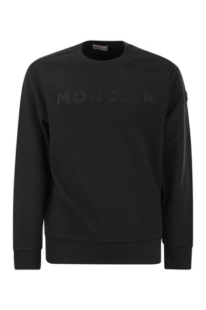 Áo Sweatshirt Cotton Đen Với Logo Bổ Sẵn Cho Nam