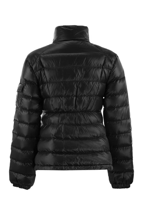 MONCLER Black Down Jacket for Women with Button Closure and Stand Up Collar