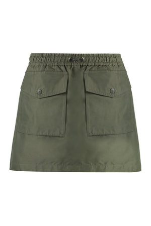 MONCLER Green Taffeta Mini Skirt with Adjustable Waistband and Logo Patch - SS24 Collection