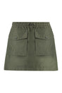 MONCLER Green Taffeta Mini Skirt with Adjustable Waistband and Logo Patch - SS24 Collection