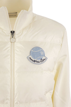 MONCLER Tennis-Inspired Padded Sweatshirt with High Collar and Logo Quilting